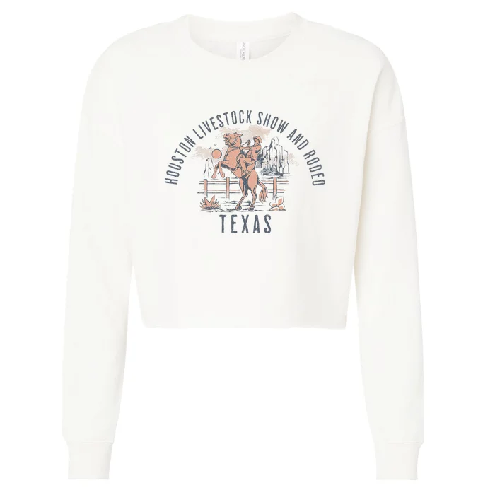 Houston Livestock Show And Rodeo Texas Cowboy And Horse Cropped Pullover Crew