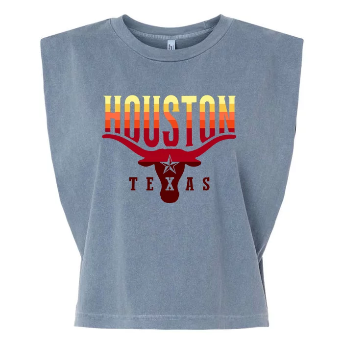 Houston Longhorn Sunset Logo Garment-Dyed Women's Muscle Tee