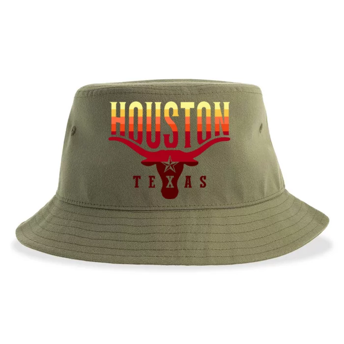 Houston Longhorn Sunset Logo Sustainable Bucket Hat