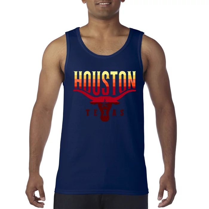 Houston Longhorn Sunset Logo Tank Top