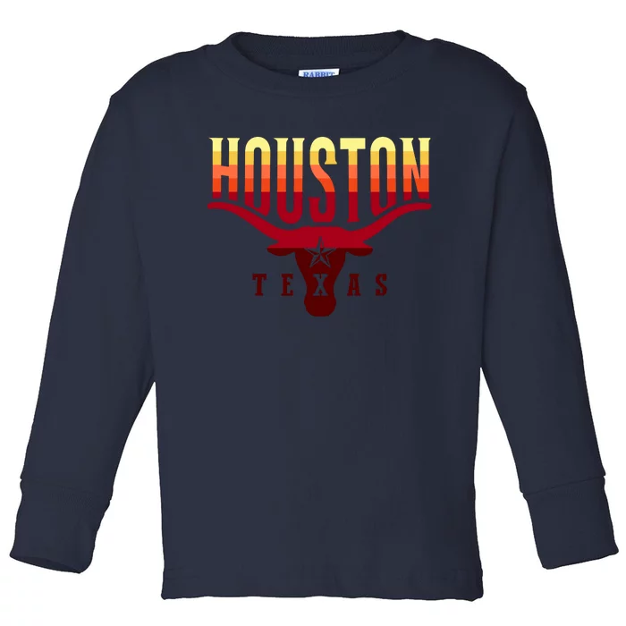 Houston Longhorn Sunset Logo Toddler Long Sleeve Shirt