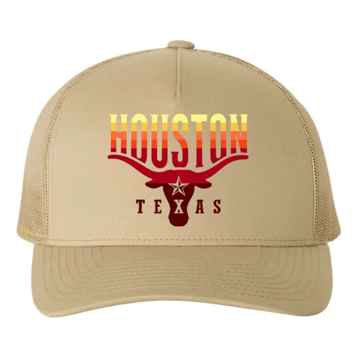 Houston Longhorn Sunset Logo Yupoong Adult 5-Panel Trucker Hat