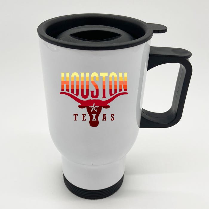 Houston Longhorn Sunset Logo Front & Back Stainless Steel Travel Mug