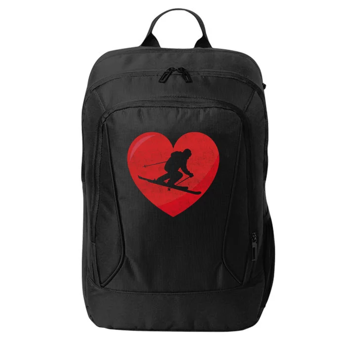 Heart Lover Skiing Gift Valentines Day Cute Gift City Backpack