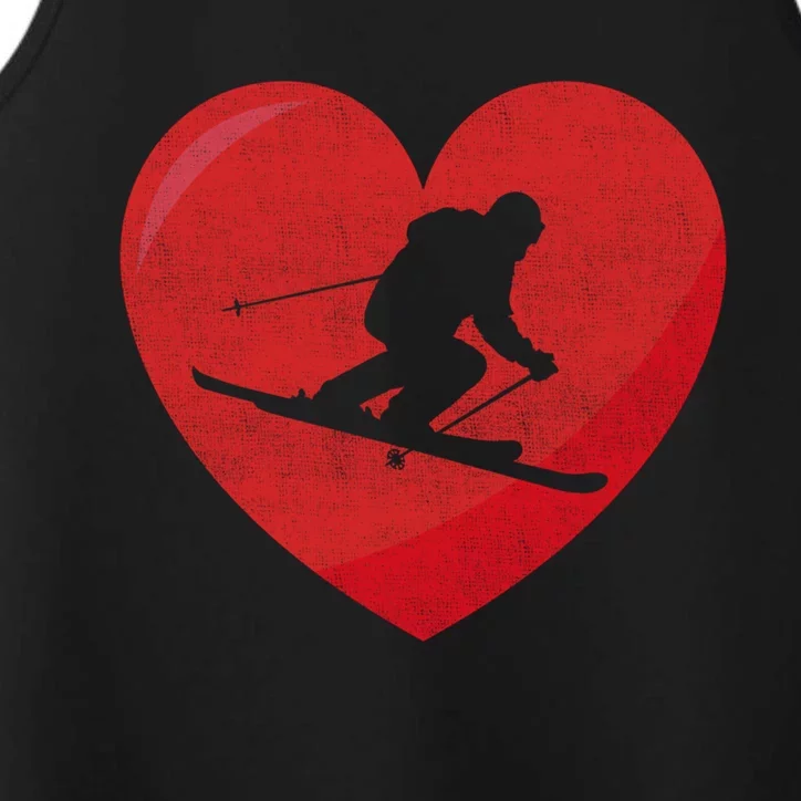 Heart Lover Skiing Gift Valentines Day Cute Gift Performance Tank