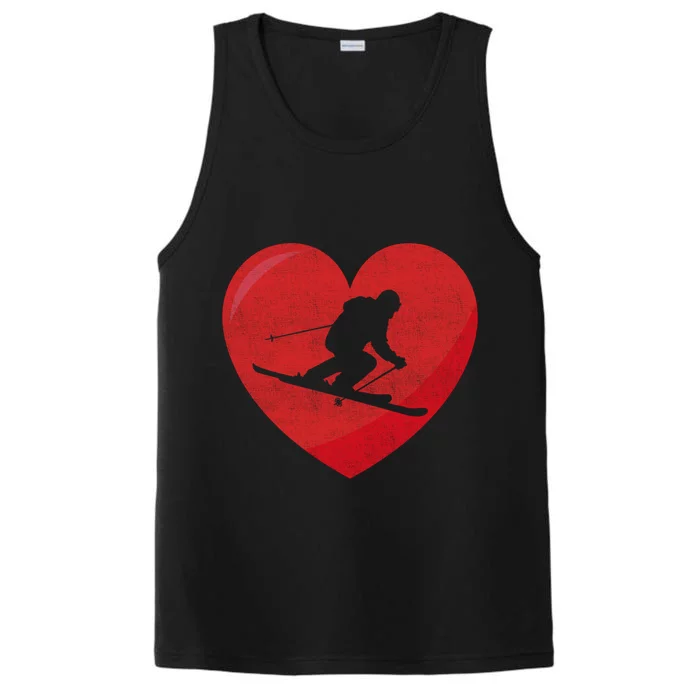 Heart Lover Skiing Gift Valentines Day Cute Gift Performance Tank