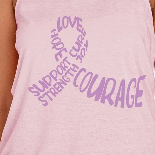 Hope Love Support Testicular Cancer Awareness Month Warriors Gift Women's Knotted Racerback Tank