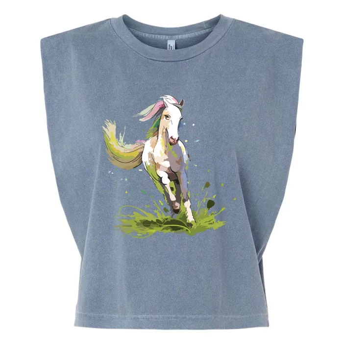 Horse Lover Shirts Girl Horseback Riding Equestrian Horse Garment-Dyed Women's Muscle Tee