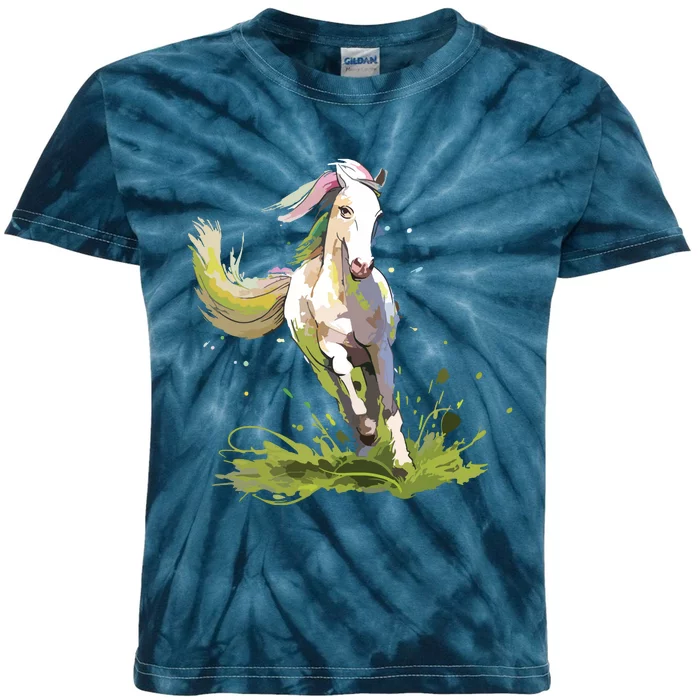 Horse Lover Shirts Girl Horseback Riding Equestrian Horse Kids Tie-Dye T-Shirt