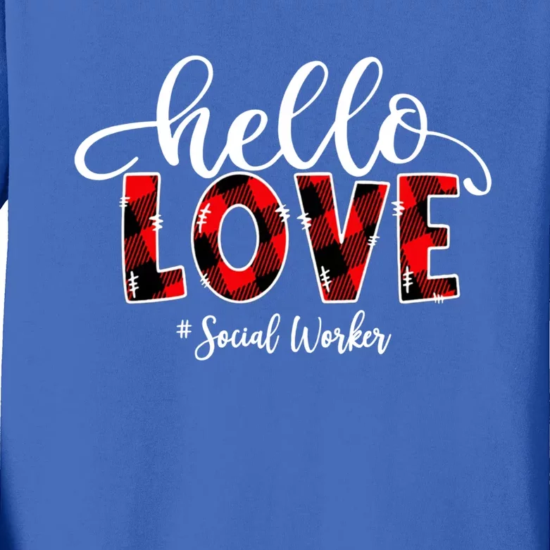 Hello Love Social Worker Flannel Valentine's Day Meaningful Gift Kids Long Sleeve Shirt