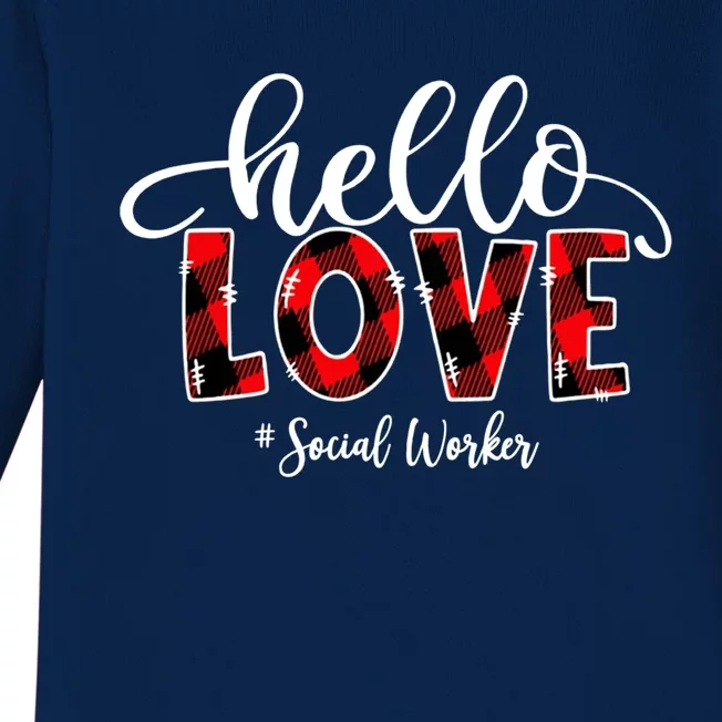 Hello Love Social Worker Flannel Valentine's Day Meaningful Gift Baby Long Sleeve Bodysuit