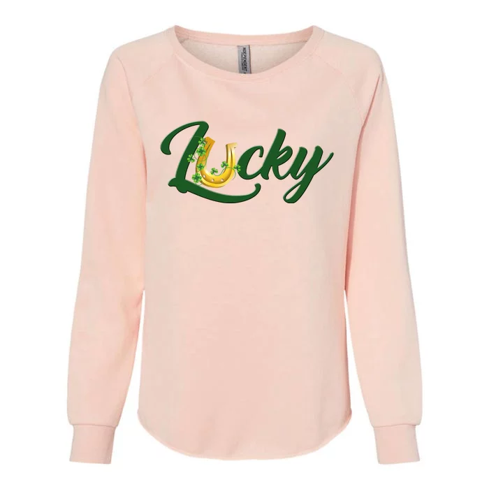 Horseshoe Lucky St Patrick's Day Womens California Wash Sweatshirt