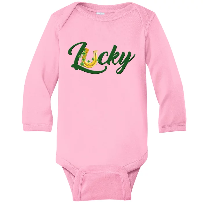 Horseshoe Lucky St Patrick's Day Baby Long Sleeve Bodysuit