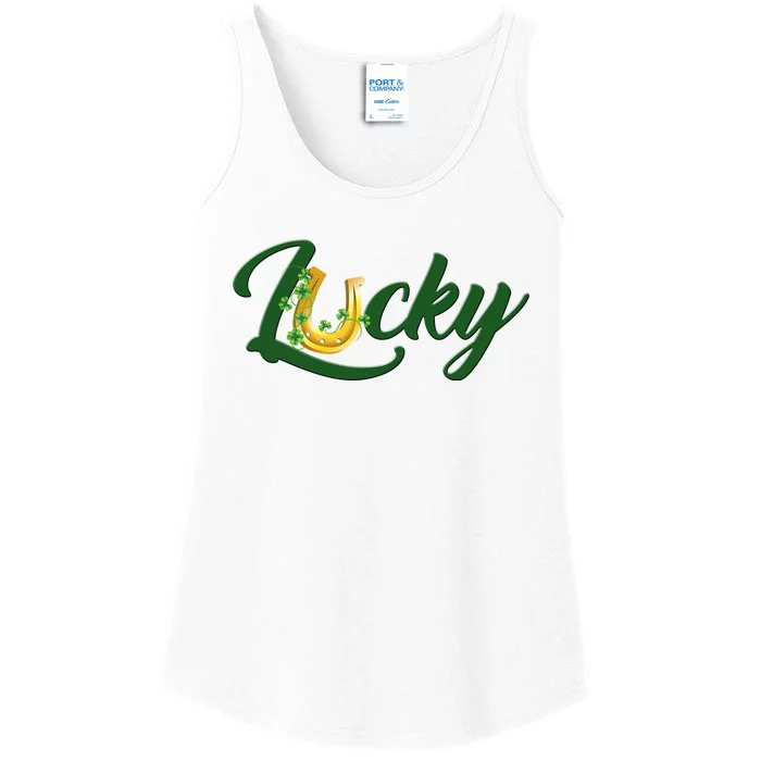 Horseshoe Lucky St Patrick's Day Ladies Essential Tank