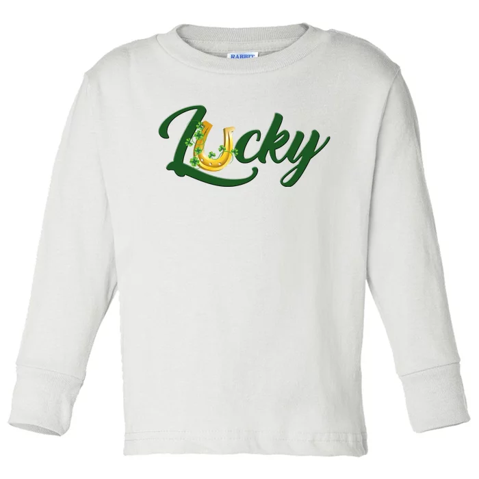 Horseshoe Lucky St Patrick's Day Toddler Long Sleeve Shirt