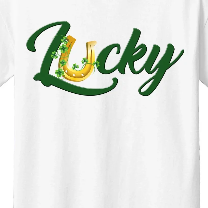 Horseshoe Lucky St Patrick's Day Kids T-Shirt