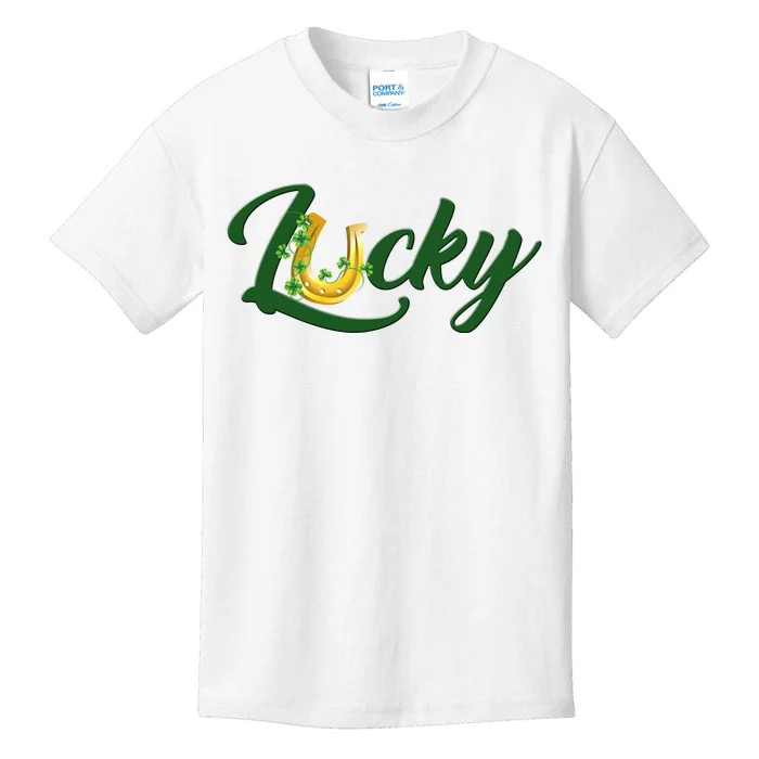 Horseshoe Lucky St Patrick's Day Kids T-Shirt