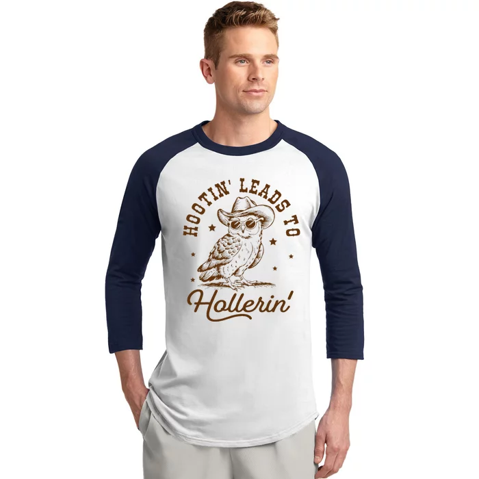 Hootin Leads To Hollerin Owl Cow Baseball Sleeve Shirt