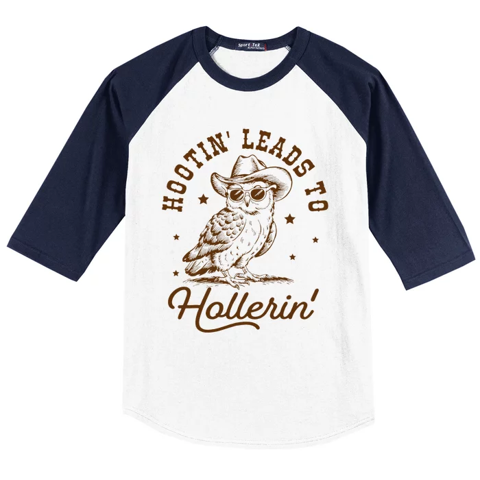 Hootin Leads To Hollerin Owl Cow Baseball Sleeve Shirt