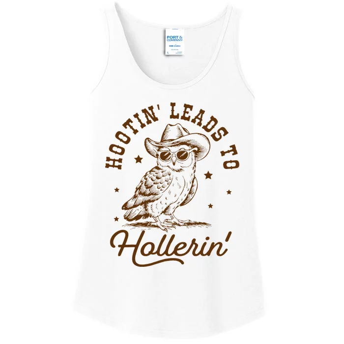 Hootin Leads To Hollerin Owl Cow Ladies Essential Tank