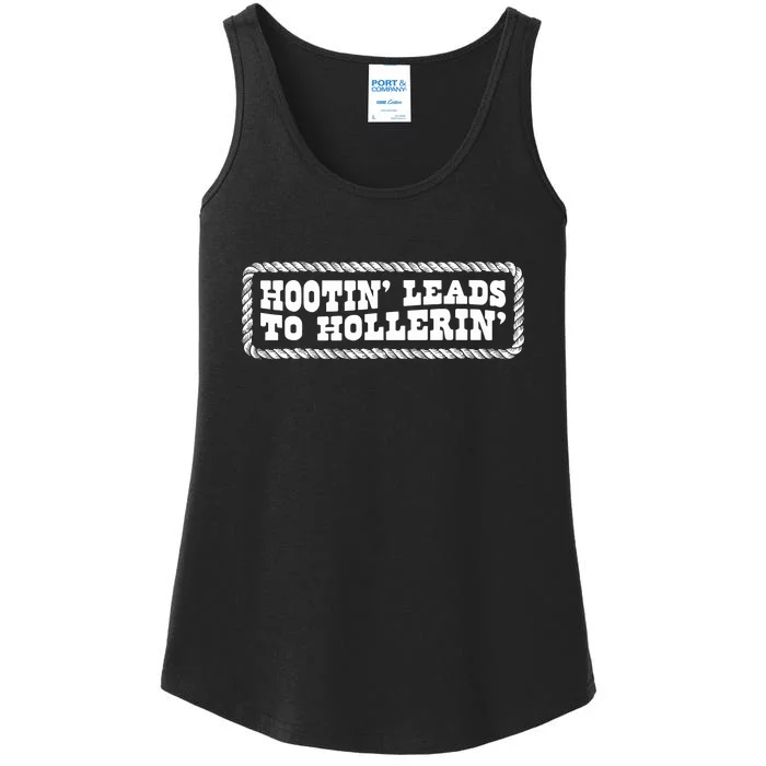 Hootin Leads To Hollerin Groovy Ladies Essential Tank