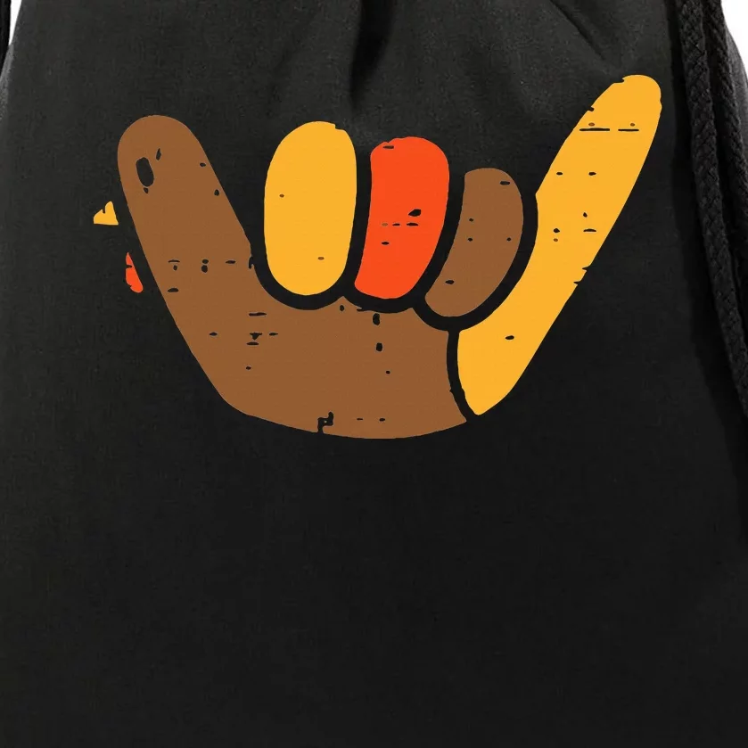 Hang Loose Thanksgiving Day Cool Shaka Sign Fall Autumn Drawstring Bag