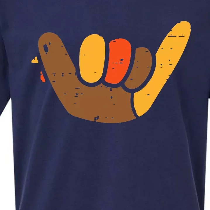 Hang Loose Thanksgiving Day Cool Shaka Sign Fall Autumn Sueded Cloud Jersey T-Shirt