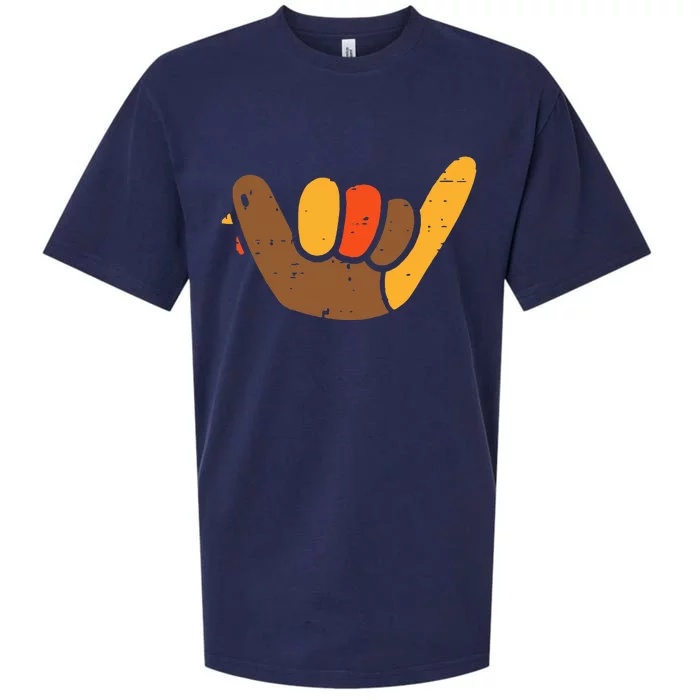 Hang Loose Thanksgiving Day Cool Shaka Sign Fall Autumn Sueded Cloud Jersey T-Shirt