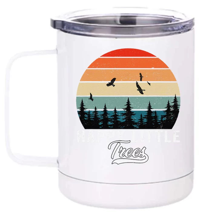 Happy Little Tree Bob Style Vintage Forests Earth Day Front & Back 12oz Stainless Steel Tumbler Cup