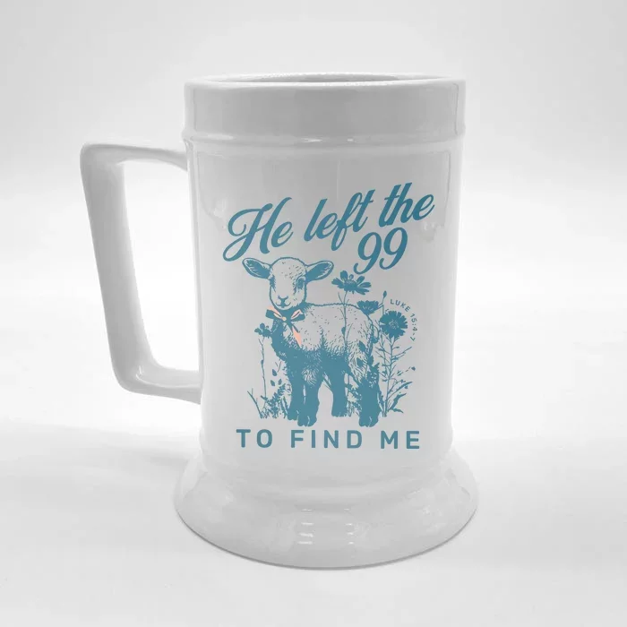 He Left The 99 Bible Verse Faith Based Clothes Minimalis Front & Back Beer Stein