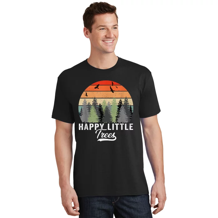 Happy Little Tree Bob Style Vintage Forests Earth Day T-Shirt