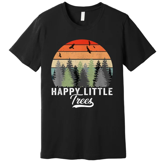 Happy Little Tree Bob Style Vintage Forests Earth Day Premium T-Shirt