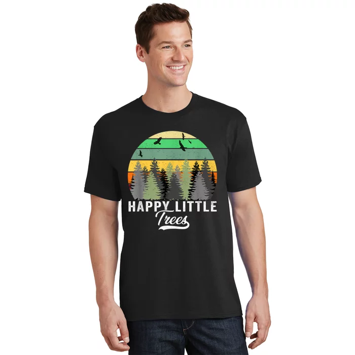 Happy Little Tree Bob Style Vintage Forests Earth Day T-Shirt