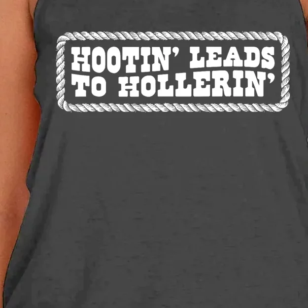 Hootin Leads To Hollerin Groovy Women's Knotted Racerback Tank