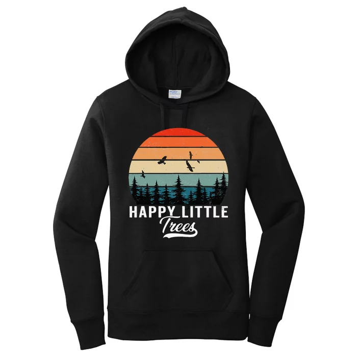 Happy Little Tree Bob Style Vintage Forests Earth Day Women's Pullover Hoodie