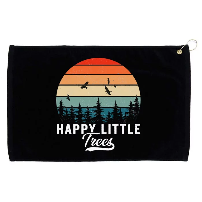 Happy Little Tree Bob Style Vintage Forests Earth Day Grommeted Golf Towel