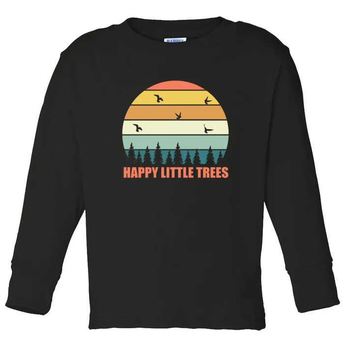 Happy Little Trees Retro Style Camping Gift Toddler Long Sleeve Shirt