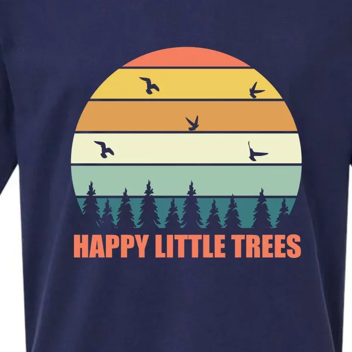 Happy Little Trees Retro Style Camping Gift Sueded Cloud Jersey T-Shirt