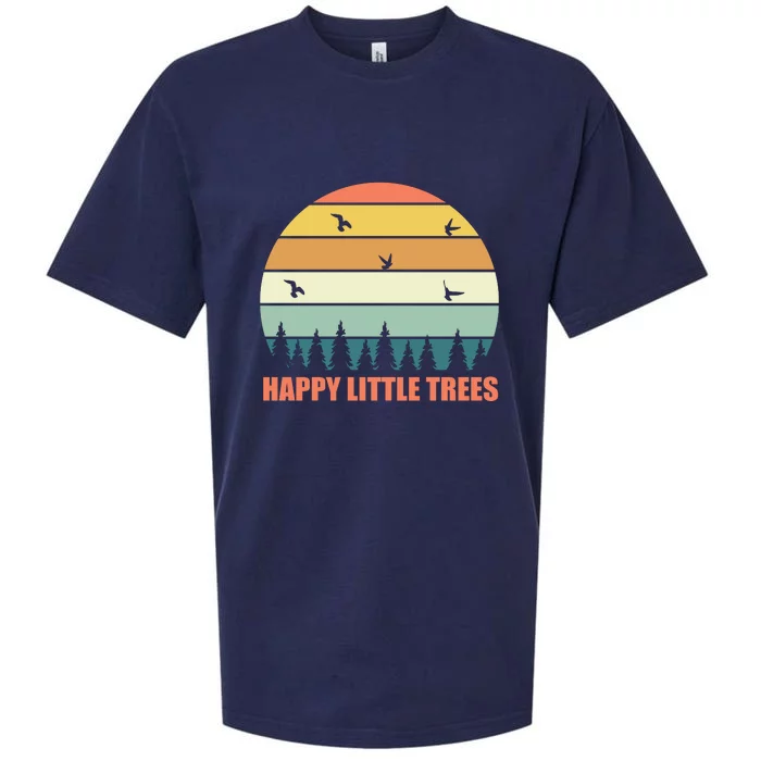 Happy Little Trees Retro Style Camping Gift Sueded Cloud Jersey T-Shirt