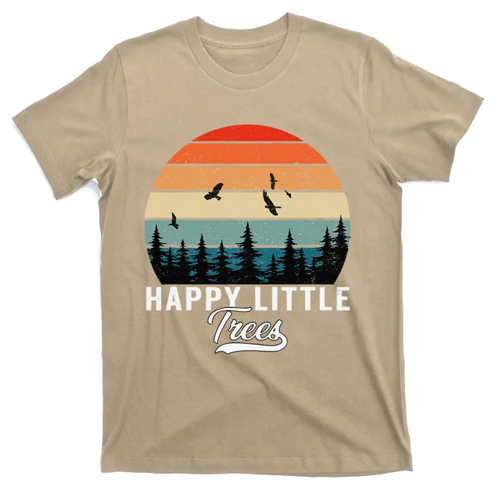 Happy Little Tree Bob Style Vintage Forests Earth Day T-Shirt