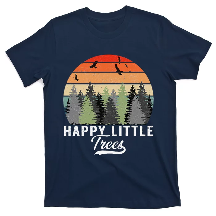 Happy Little Tree Bob Style Vintage Forests Earth Day T-Shirt