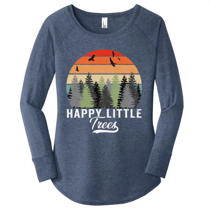 Happy Little Tree Bob Style Vintage Forests Earth Day Women's Perfect Tri Tunic Long Sleeve Shirt