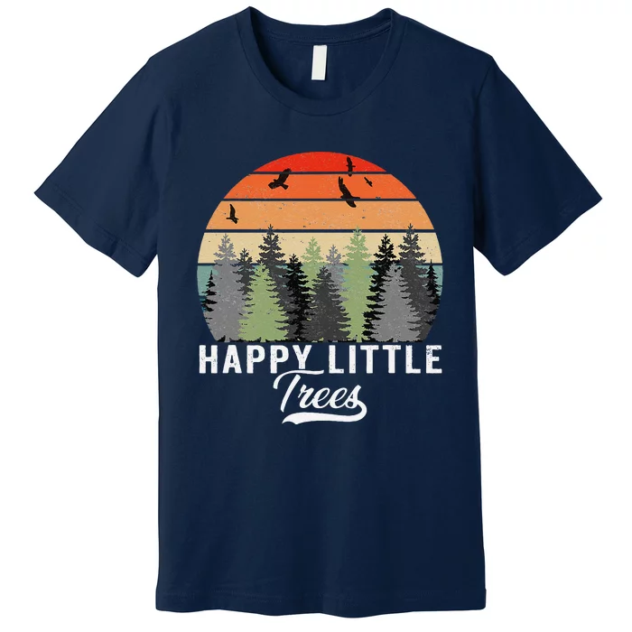 Happy Little Tree Bob Style Vintage Forests Earth Day Premium T-Shirt