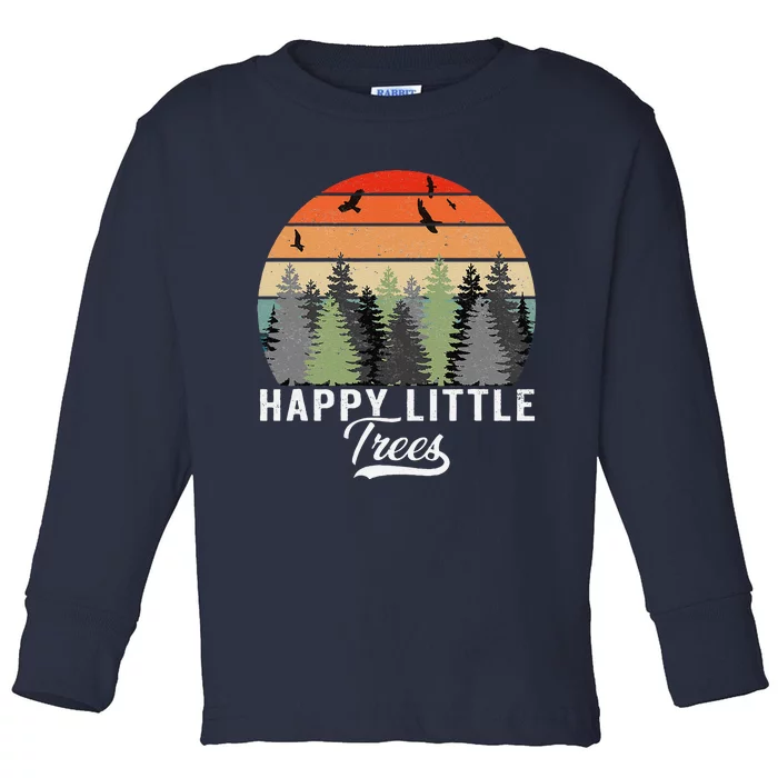 Happy Little Tree Bob Style Vintage Forests Earth Day Toddler Long Sleeve Shirt