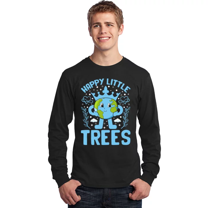 Happy Little Trees Earth Day Celebration Long Sleeve Shirt