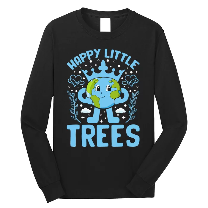 Happy Little Trees Earth Day Celebration Long Sleeve Shirt