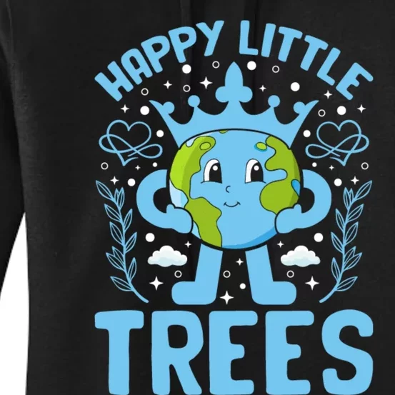 Happy Little Trees Earth Day Celebration Women's Pullover Hoodie