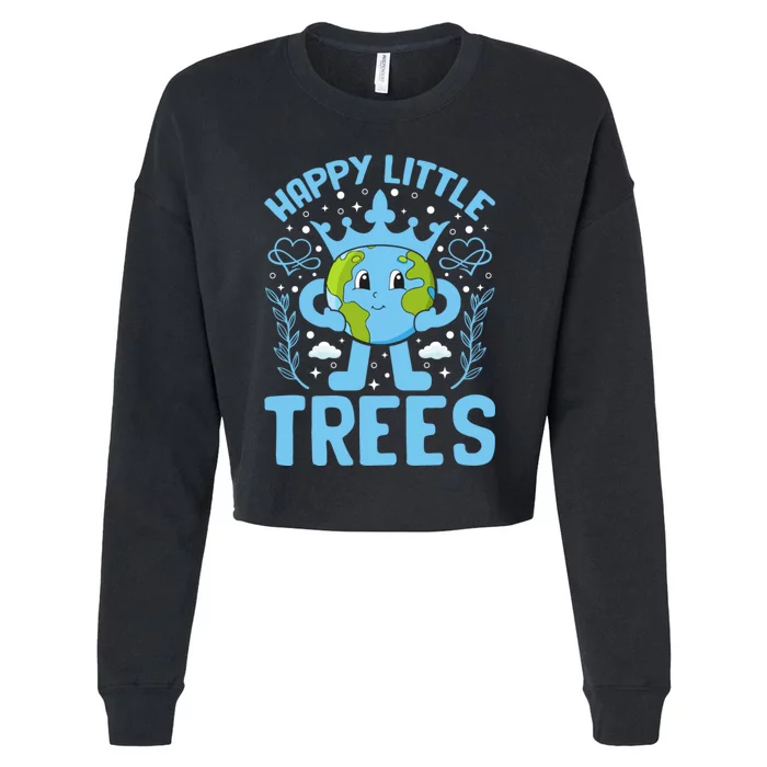 Happy Little Trees Earth Day Celebration Cropped Pullover Crew