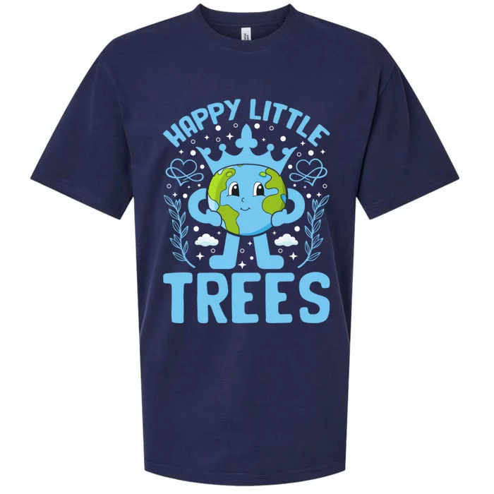 Happy Little Trees Earth Day Celebration Sueded Cloud Jersey T-Shirt