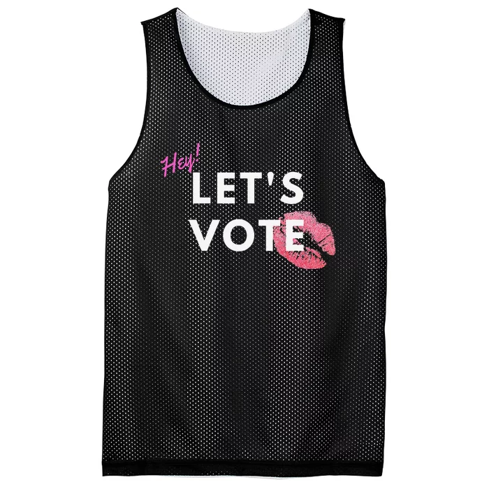 Hey LetS Vote 2024 Election Feminine Cute Voter Rights Mesh Reversible Basketball Jersey Tank